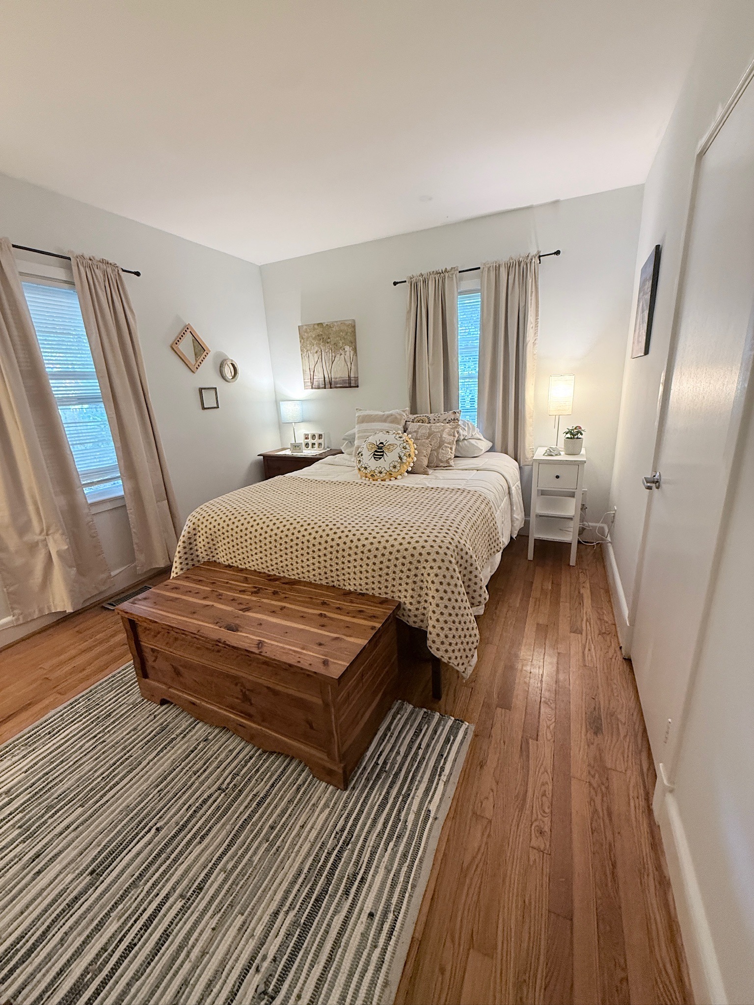 Warm refreshed bedroom after