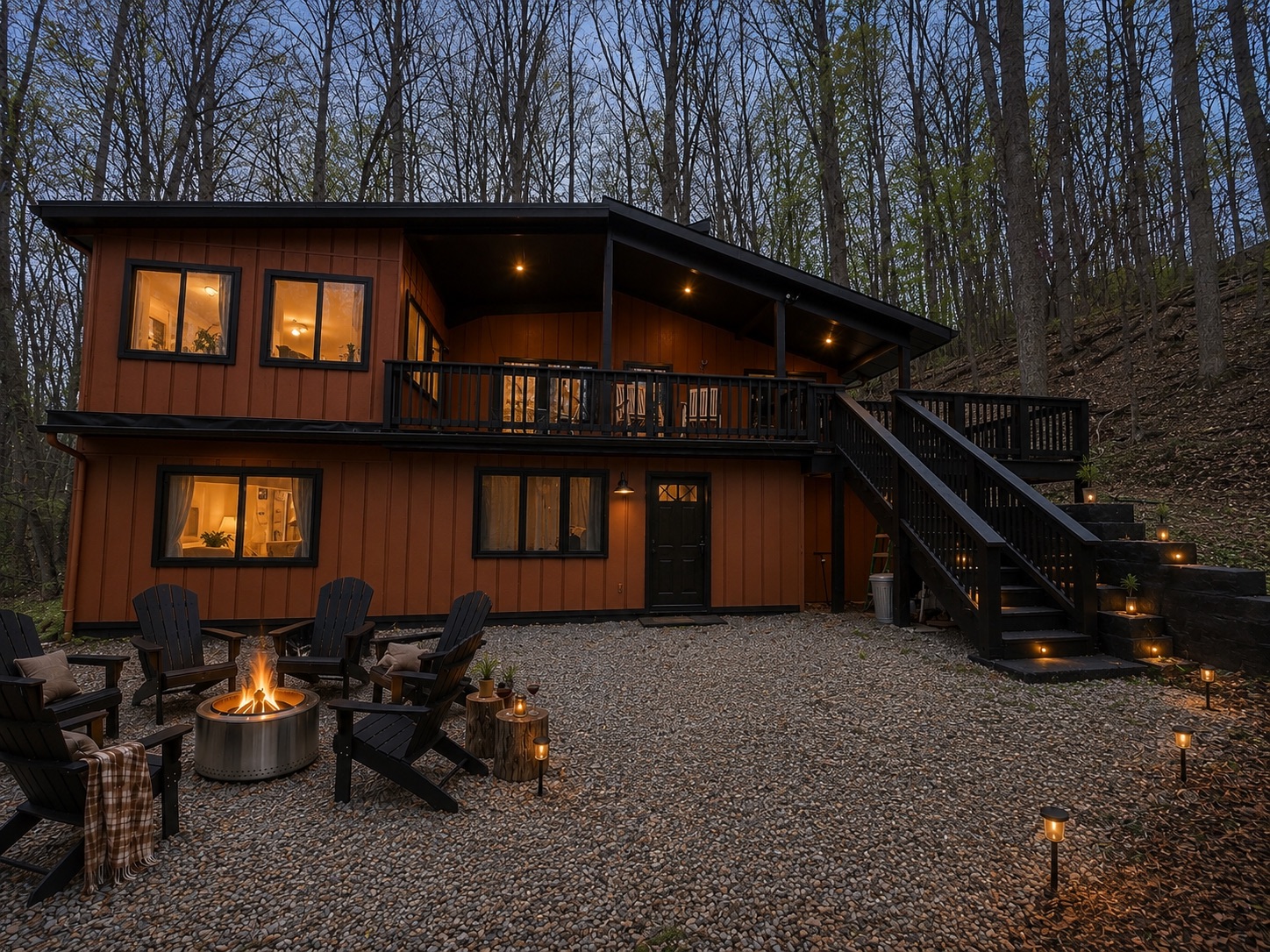 Warm rust and black exterior of Right Mountain Attitude