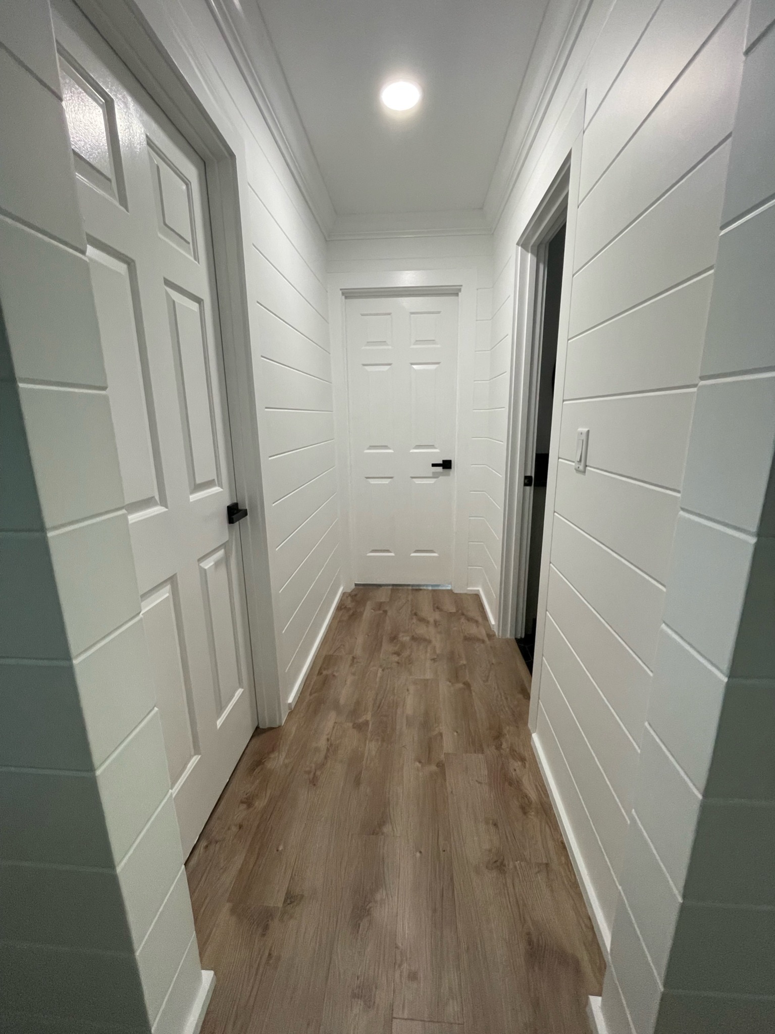Finished shiplap hallway in Vero Beach